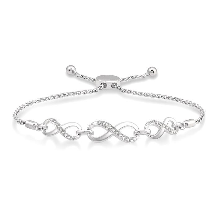 Silver Infinity Diamond Lariat Bracelet