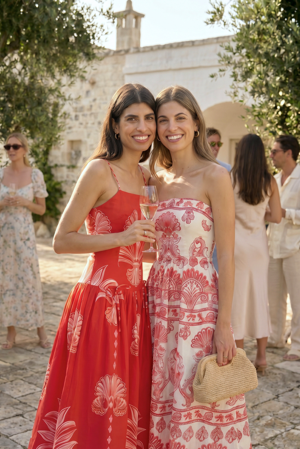 Sisters Sara and Tess among the olive trees in Puglia