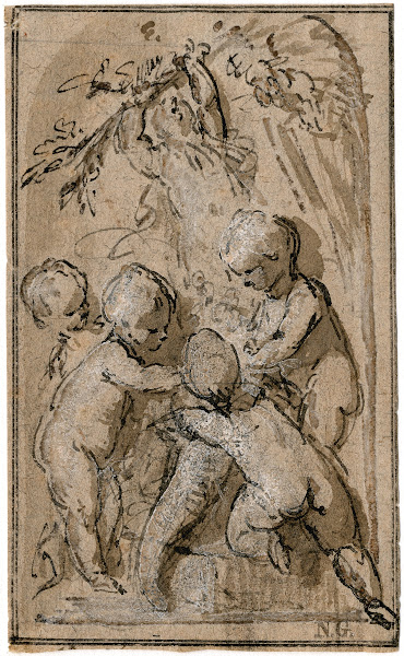 Putti met een hoorn des overvloeds