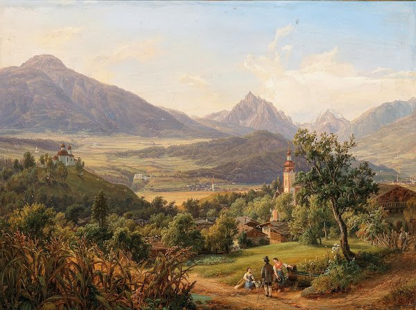 Dorf Arzl und der Kalvarienberg von Innsbruck mit Ansicht Schloß Anna heiligen W
