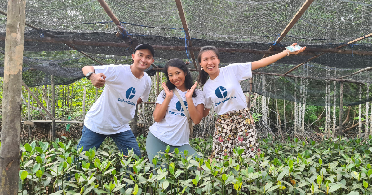 Founders of CarbonEthics: Bimo Soewadji (Chief Executive Officer); Jessica Novia (Chief Impact Officer); and Innandya Kusumawardhani (Chief Operating Officer)
