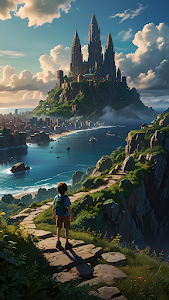 Young Explorer Castle View Coastal City Adventure