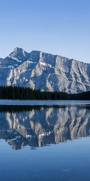 Mountain Lake, Banff, Reflection, Alberta 5K Wallpaper Background
