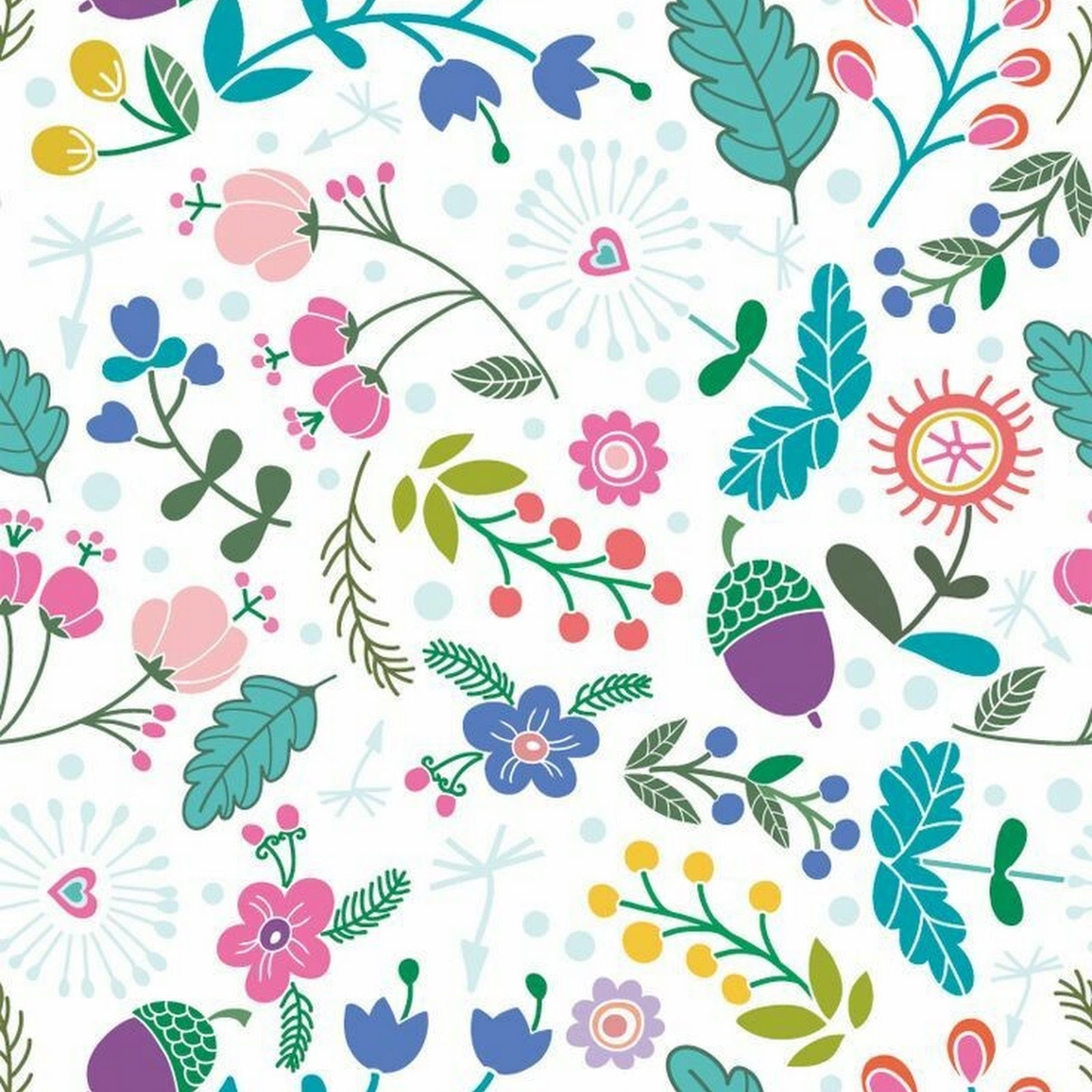 Download Floral, Acorn, Leaves, Pattern, Nature iPhone