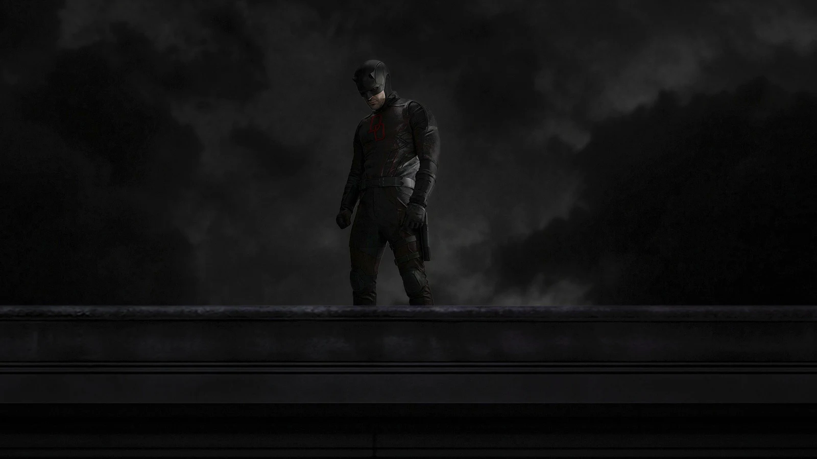 Daredevil On Dark Rooftop - Digital Art 4K Wallpaper (3840x2160)