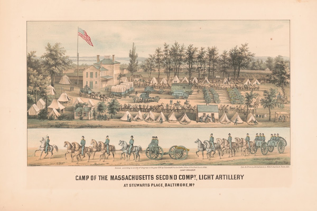 Camp of the Massachusetts second compy light artillery at Stewarts Place Baltimo