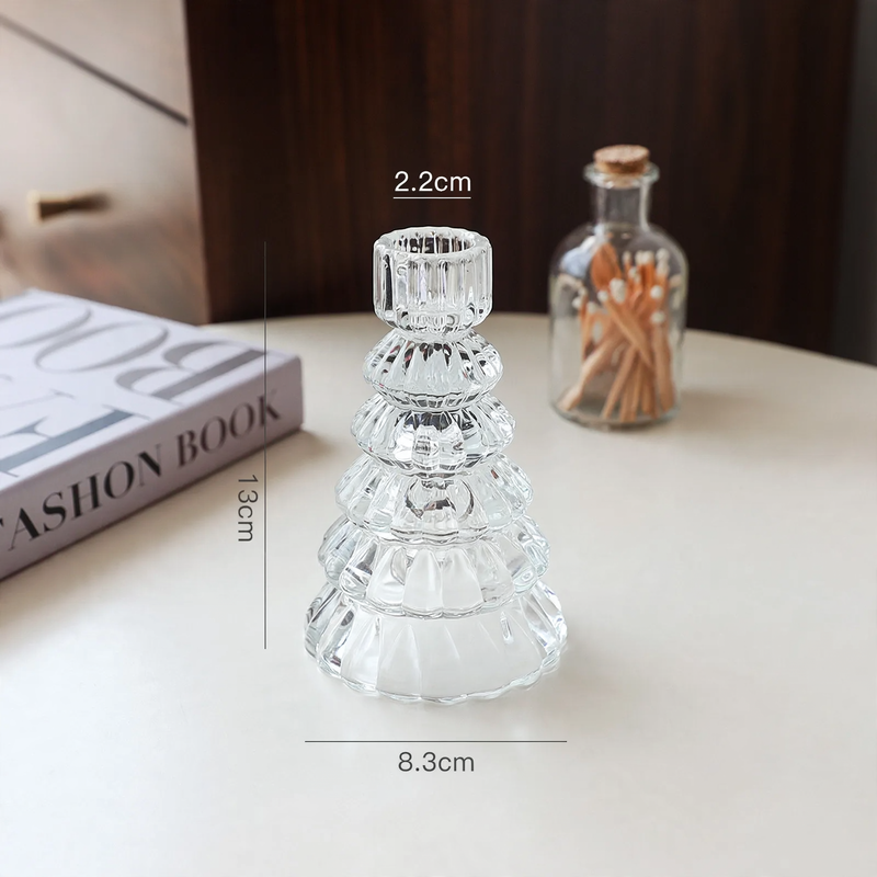 European Glass Table Candle Holder in Christmas Tree Shape