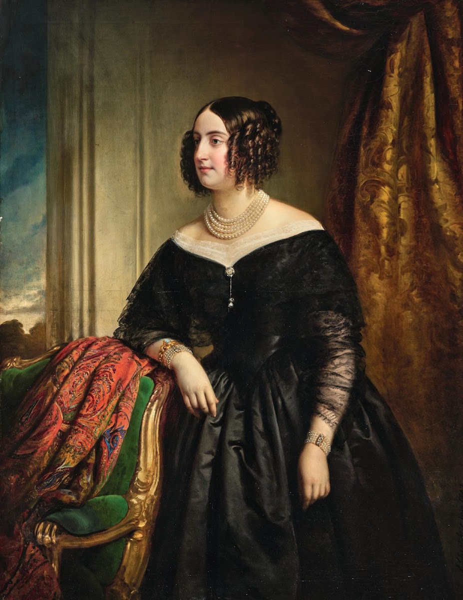 Portrait of Karoline von Grünne Vienna 18321911 Graz in a Black Dress with an El