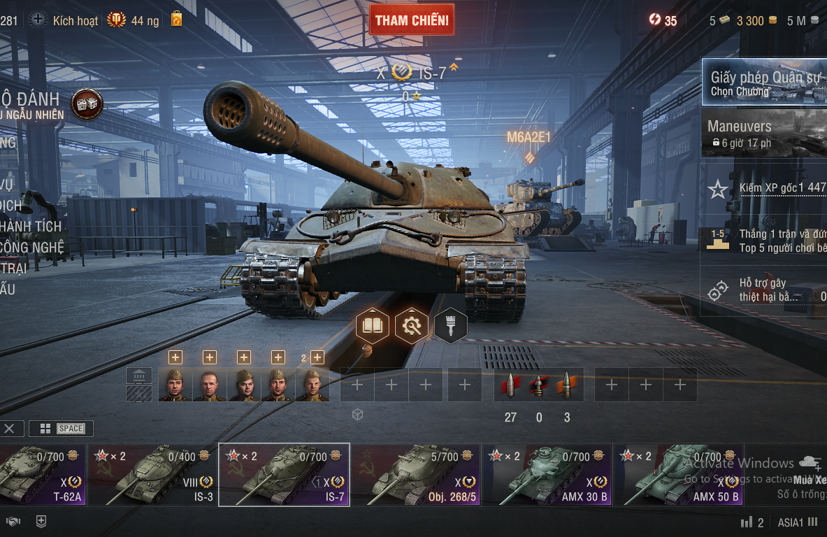 Acc World of Tanks PC gồm 5 tank X IS-7, T-62A, AMX 50B, AMX...