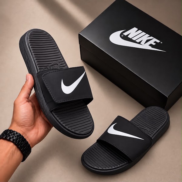 Nike Slides Negro Logo Blanco