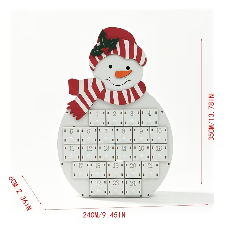 Christmas Advent Calendar made of wood with snowman motif