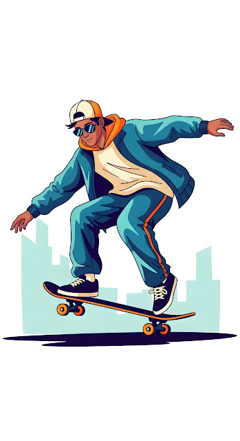 Streetwear Skateboarder Doing a Trick Vector Art - Free mobile Wallpaper