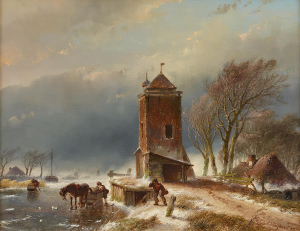 Turm an einem gefrorenen Kanal 1853