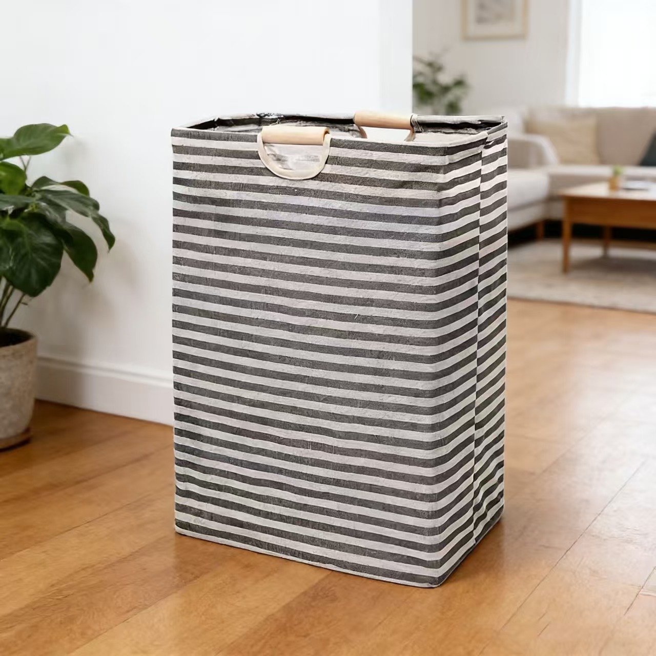 Cotton and linen laundry basket, foldable