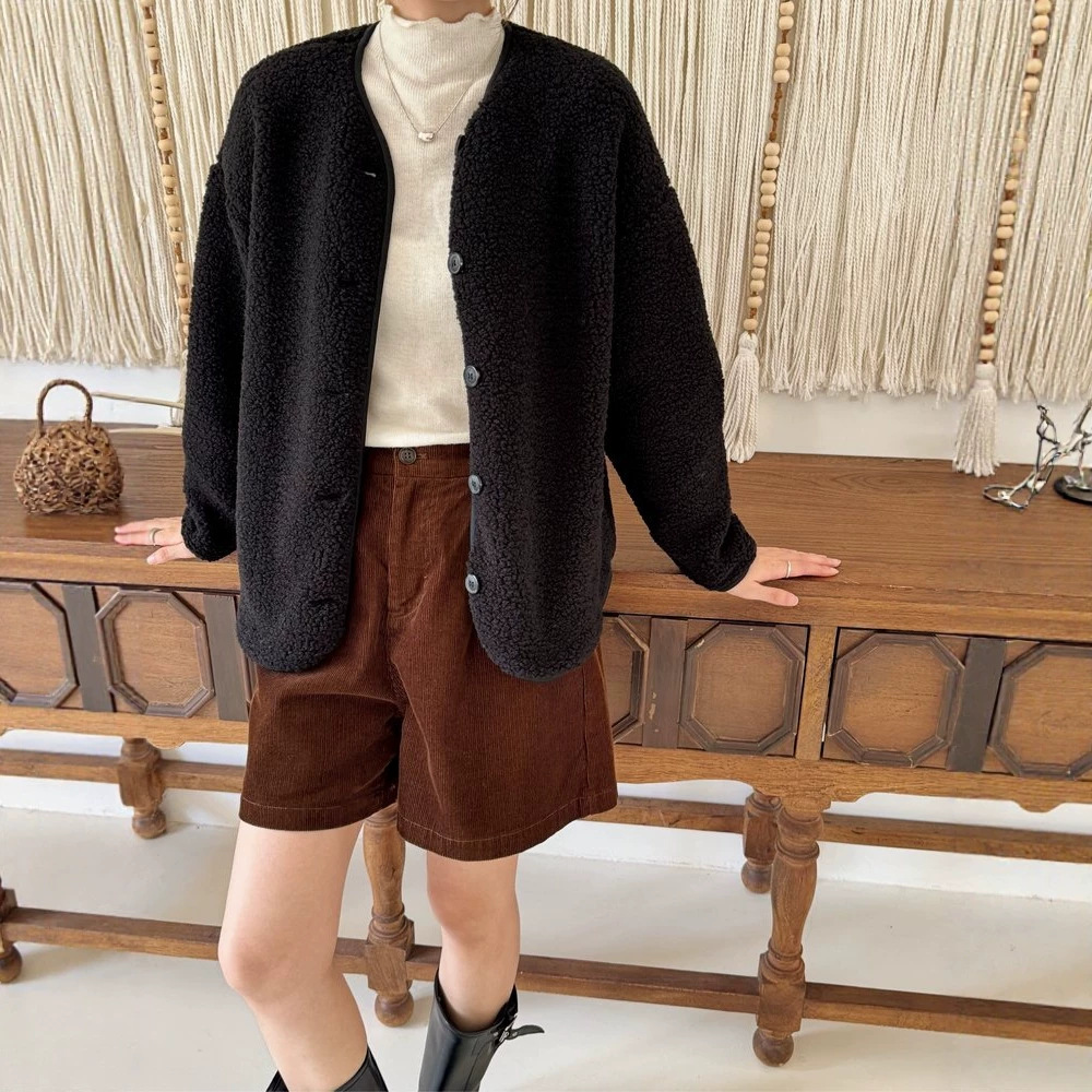 Faux lambswool cardigan, loose, warm