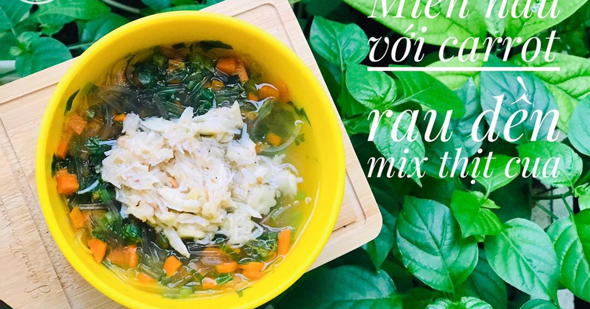 Ăn dặm- miến carrot rau dền mix thịt cua