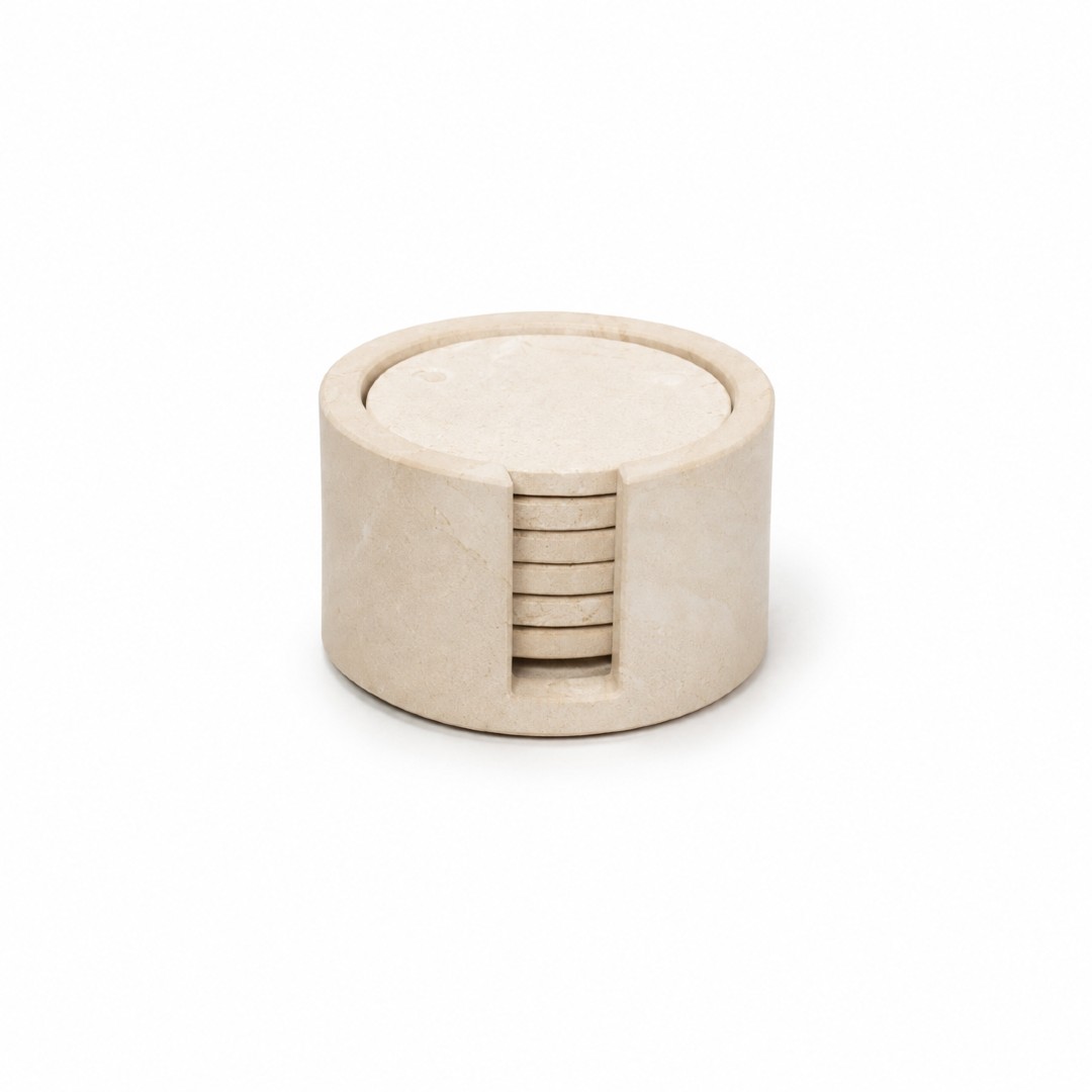 Set de portavasos de mármol Nookmesa™ color Bellagio beige, 6 piezas
