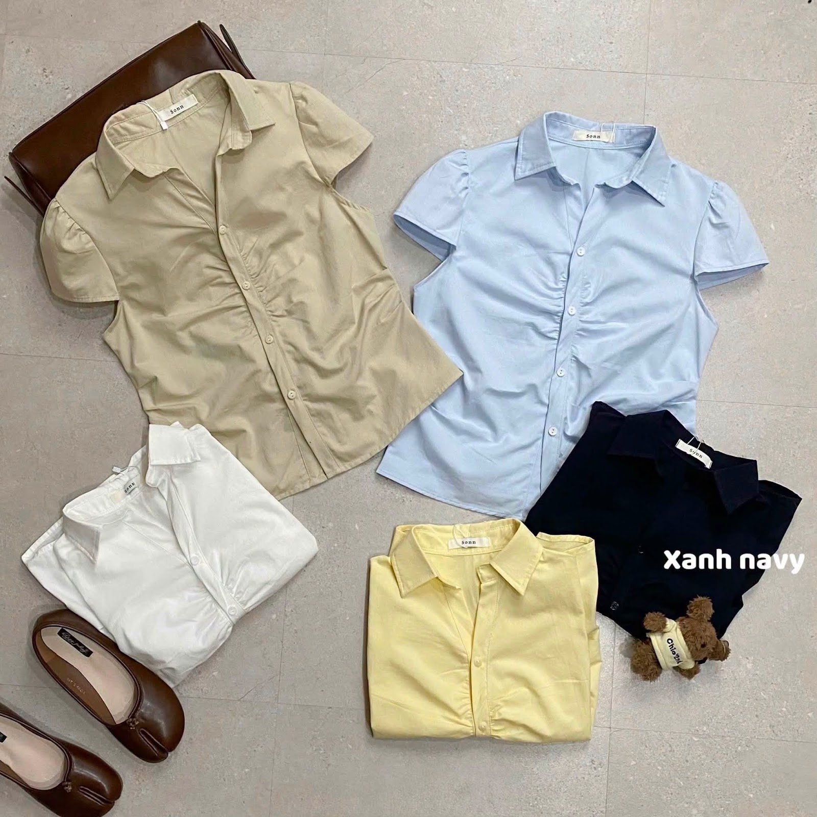 Áo sơ mi ngăn tay nút nhíu ngực XONXEN SHOP A805 – Image 7