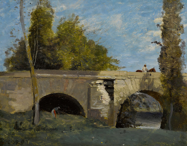 Mantes  Deux Arches Du Pont Avec Un Cavalier