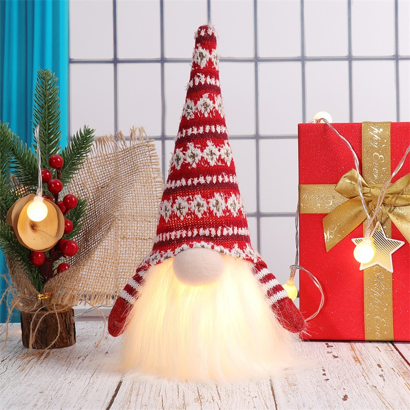 Christmas gnome with LED lighting, fabric