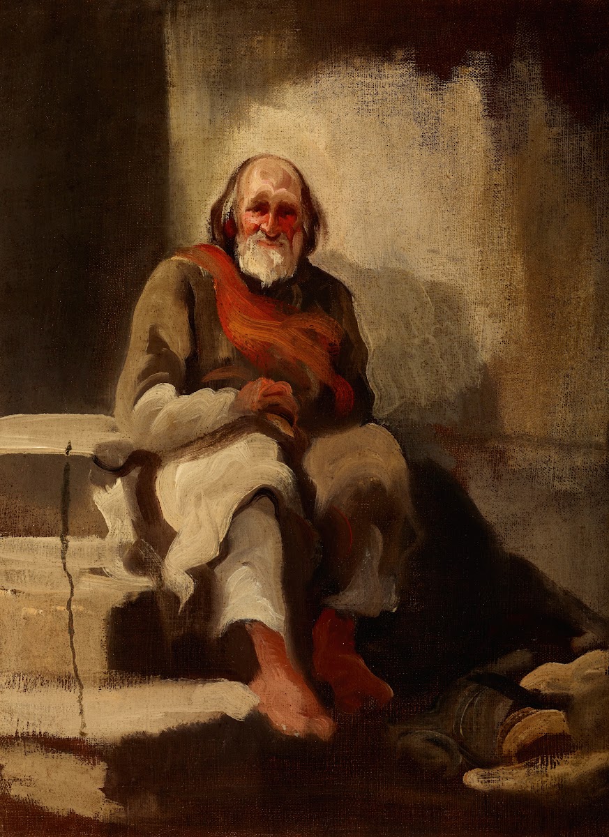 Study of an Old Man Sitting on the Stairs 1840