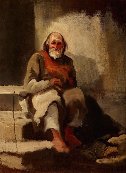 Study of an Old Man Sitting on the Stairs 1840