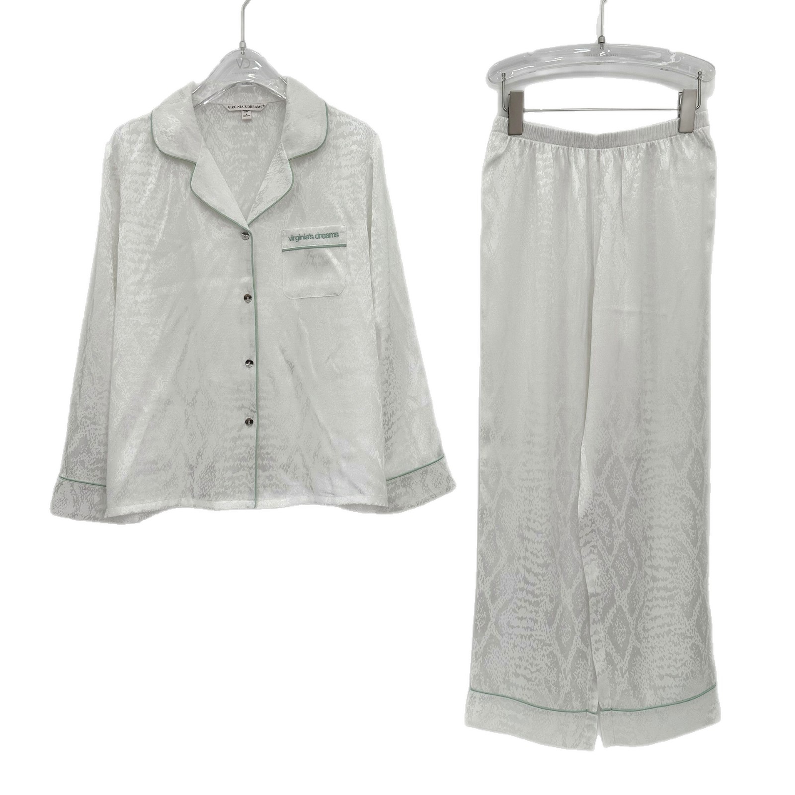 Damen-Schlafanzug, Satin, lang, elegant