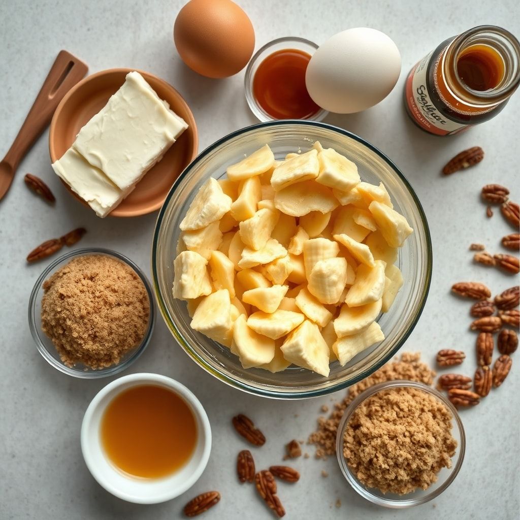 Ingredients for Banana Caramel Nut Cheesecake Recipe for Easy Dessert (No-Fail, 15-Min Prep!)