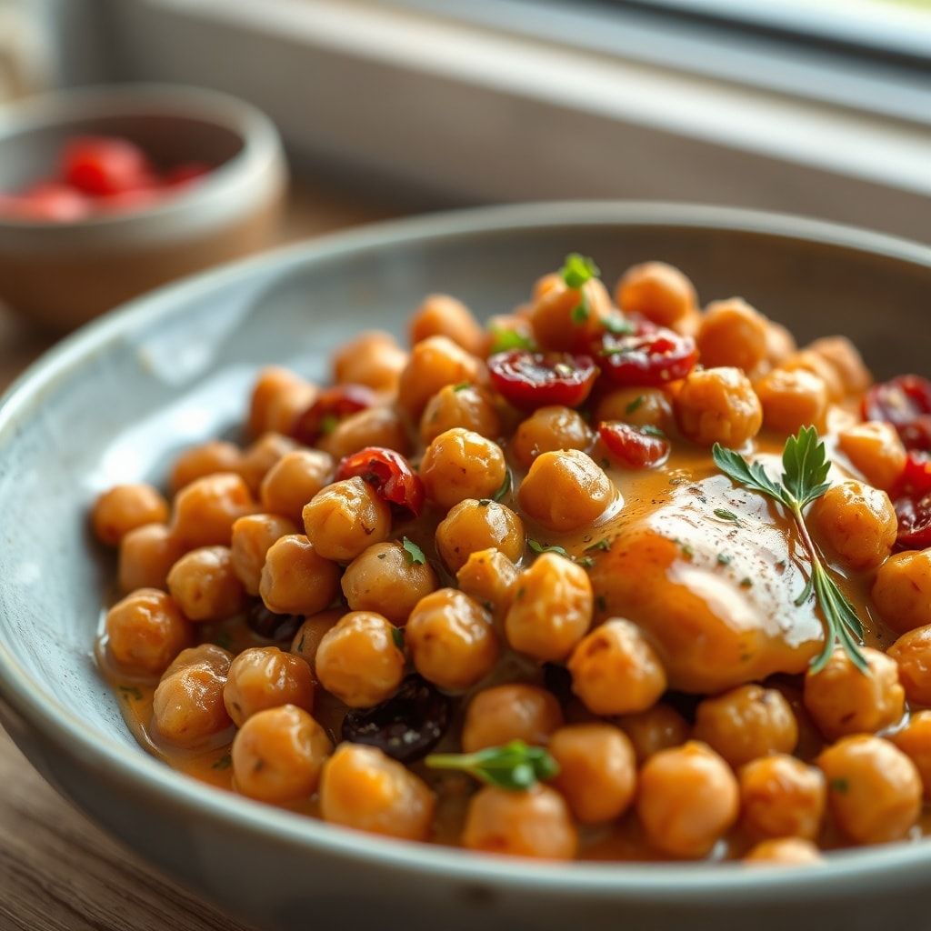Creamy Sun-Dried Tomato Chickpeas for Easy Vegan Dinner – 30-Minute One-Pan Comfort finished