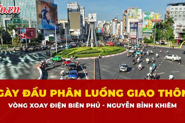 Ngày đầu phân luồng giao thông tại vòng xoay Điện Biên Phủ - Nguyễn Bỉnh Khiêm - Báo Pháp Luật TP.HCM