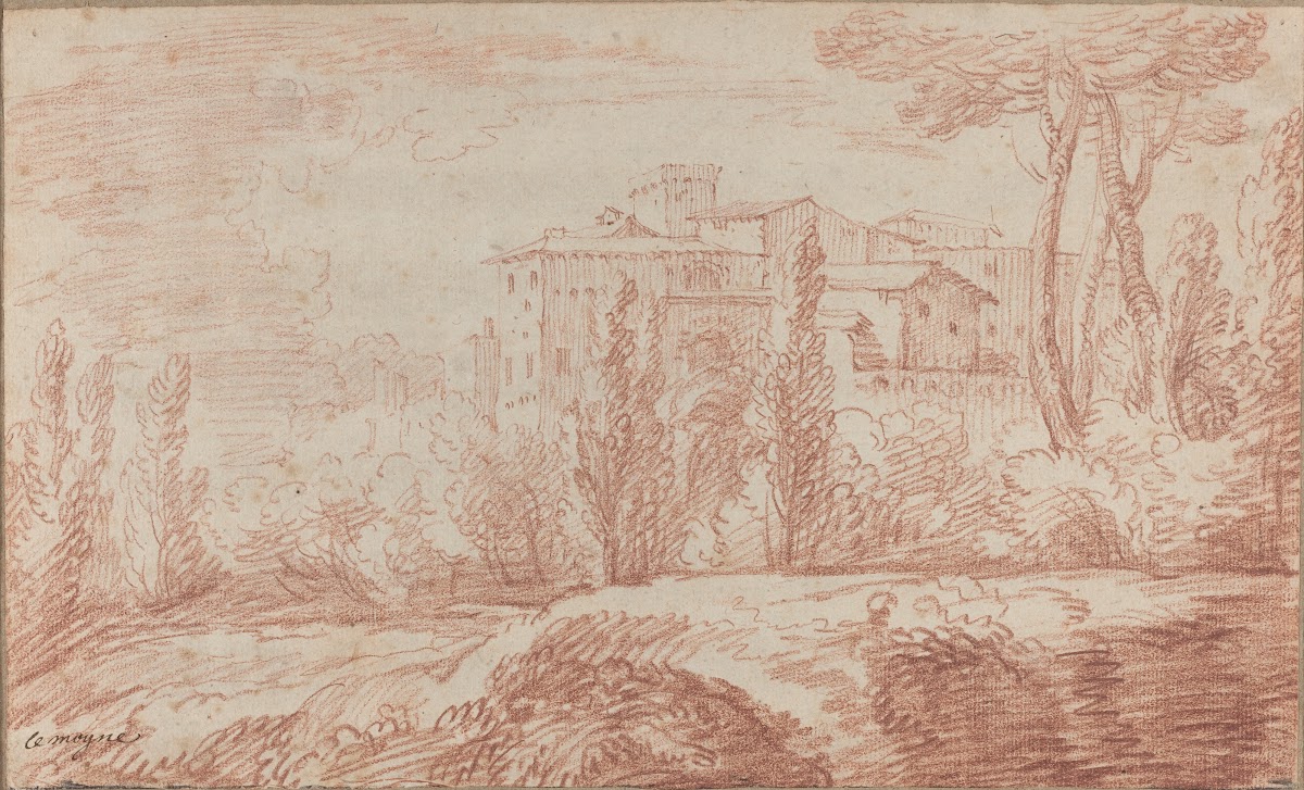 An Italian Walled Town Seen through Trees c 1724