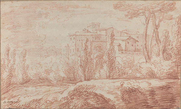 An Italian Walled Town Seen through Trees c 1724