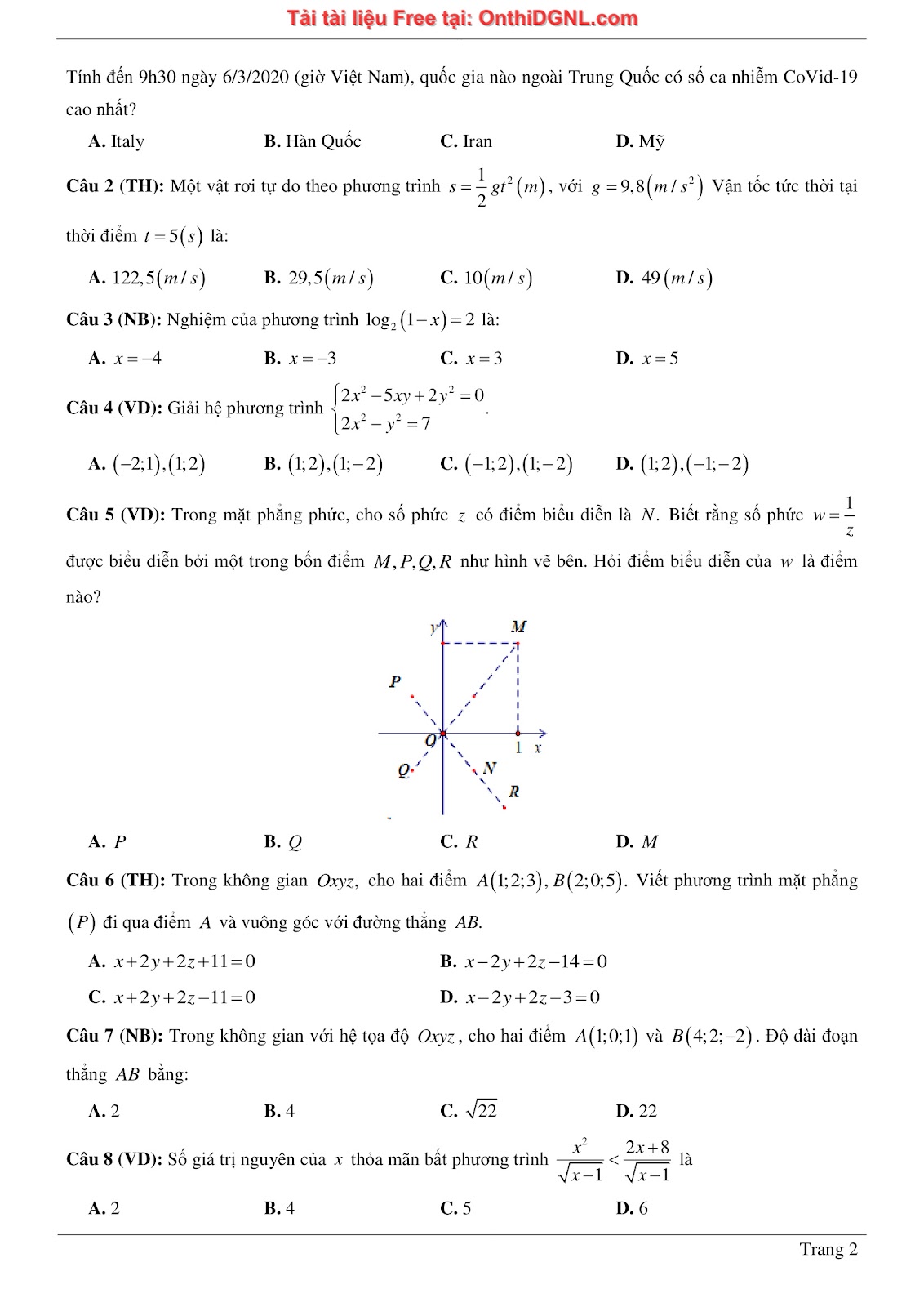 1300 bài tập môn Toán - Ôn thi ĐGNL ĐHQG Hà Nội Phần 5