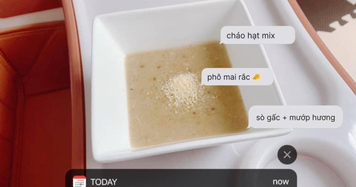 Cháo sò gấc mướp hương phô mai 🧀