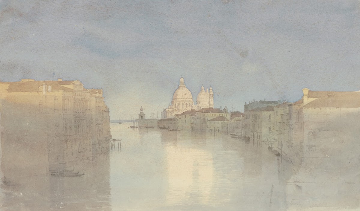 Abendstimmung am Canale grande im Hintergrund S Maria della Salute 1851