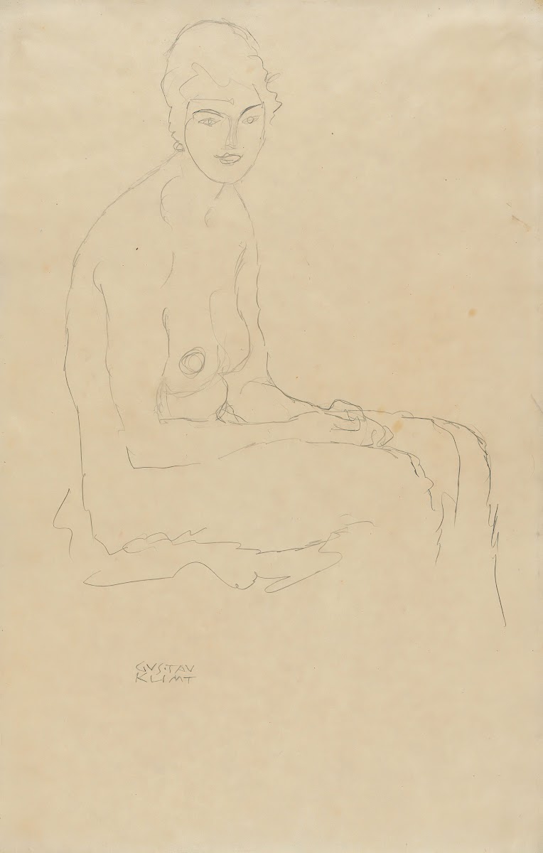 Sitzender Akt nach rechts circa 1916 1917