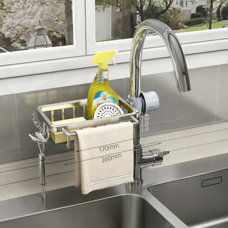 Aluminium-Ablagekorb für Wasserhahn und Spüle
