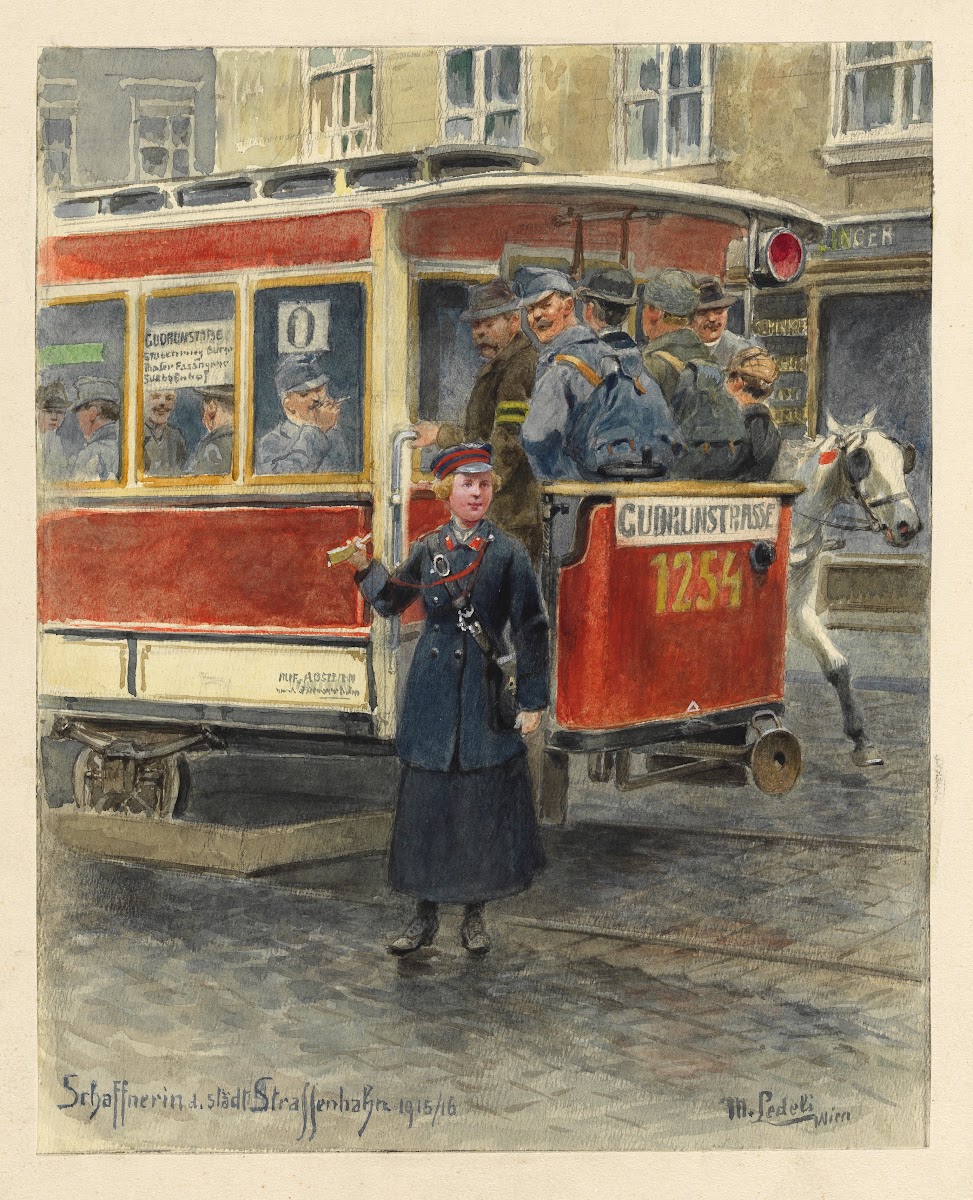 Schaffnerin d städt Strassenbahn 1915 1916