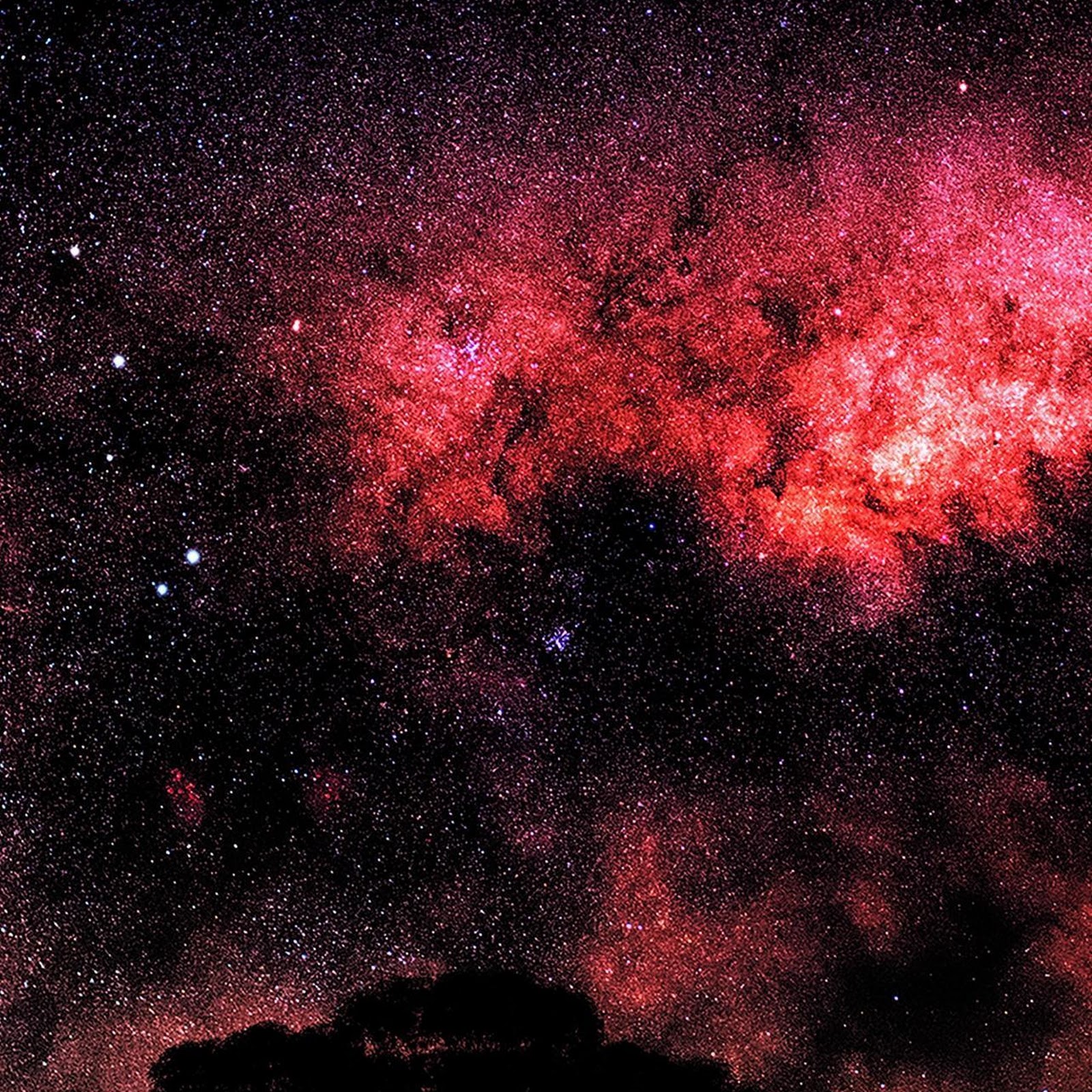 Download Tree Under Cosmic Red Nebula Full HD iPhone