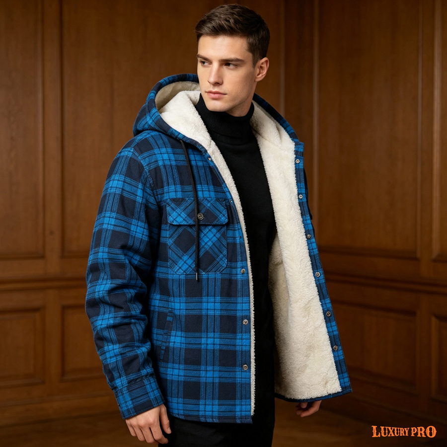2D Men's Long-Sleeved Hooded Fleece-Lined