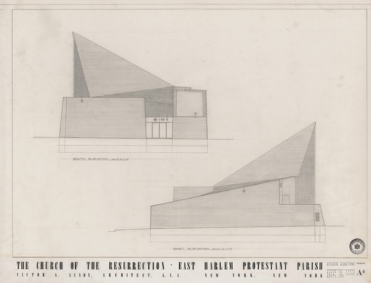 Church of the Resurrection East Harlem New York South and east elevations 1962