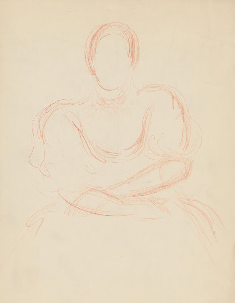 Study of Seated Woman in a Blouse with Large Sleeves 1942