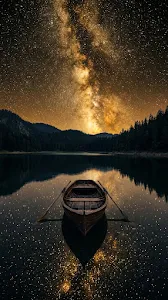 Rowboat Under Milky Way Galaxy