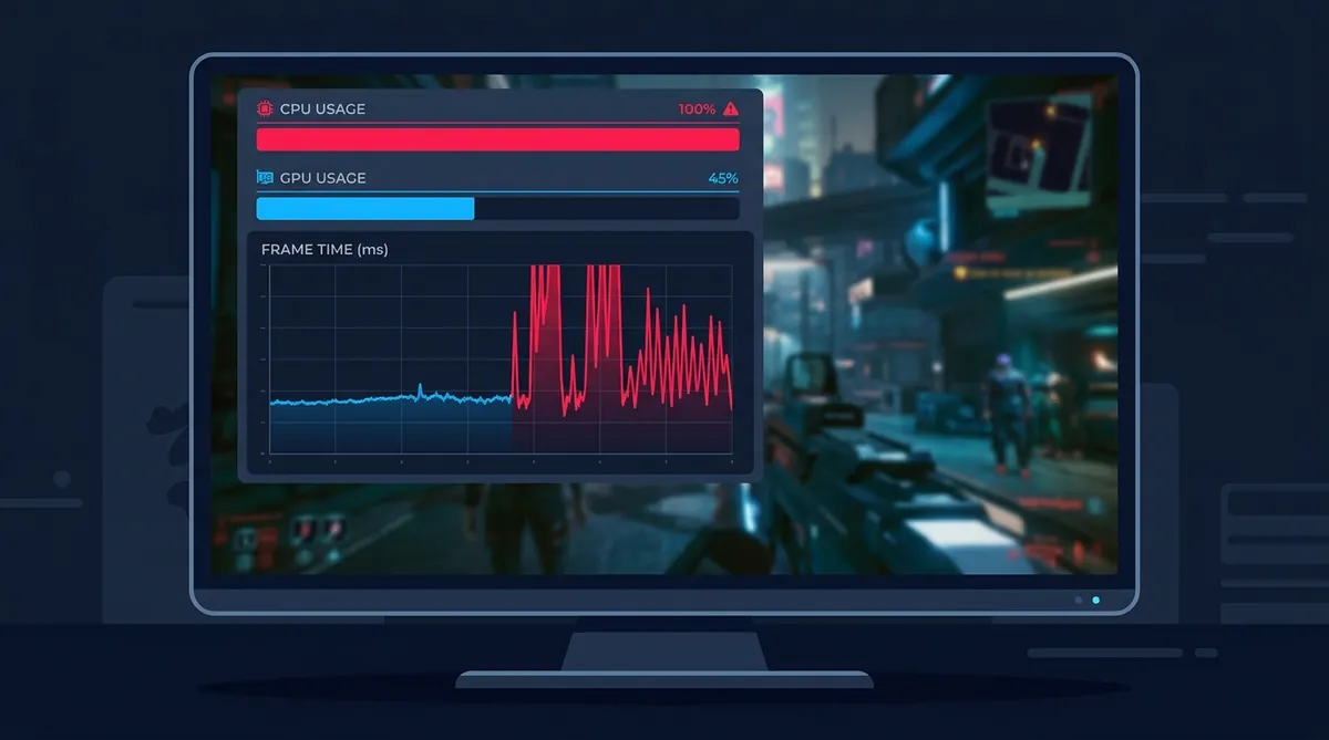 Monitoring CPU usage 100 persen dan GPU usage rendah saat gaming