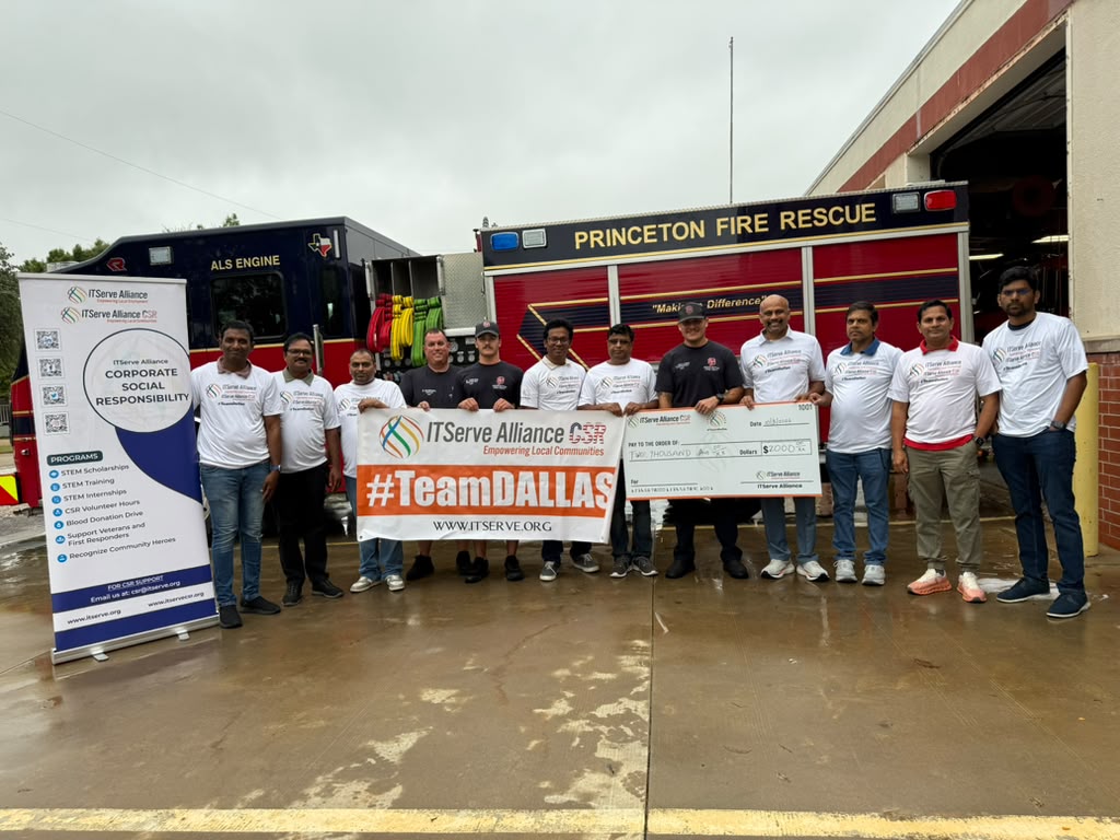 ITServe Alliance Dallas Chapter CSR Activity Check Donation to 3 Fire Departments