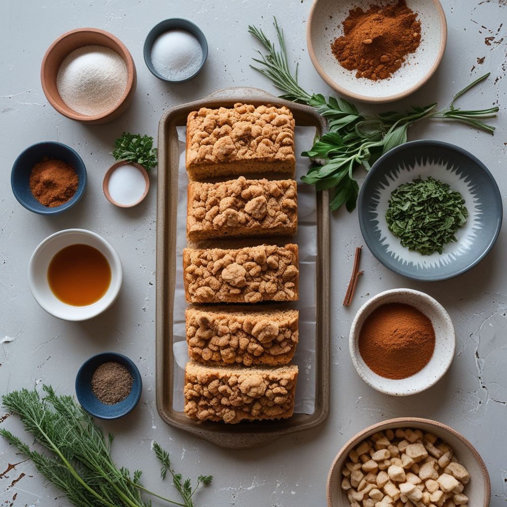 Ingredients for The Ultimate Cozy Cinnamon Streusel Bread Recipe – Easy Homemade Comfort Bread