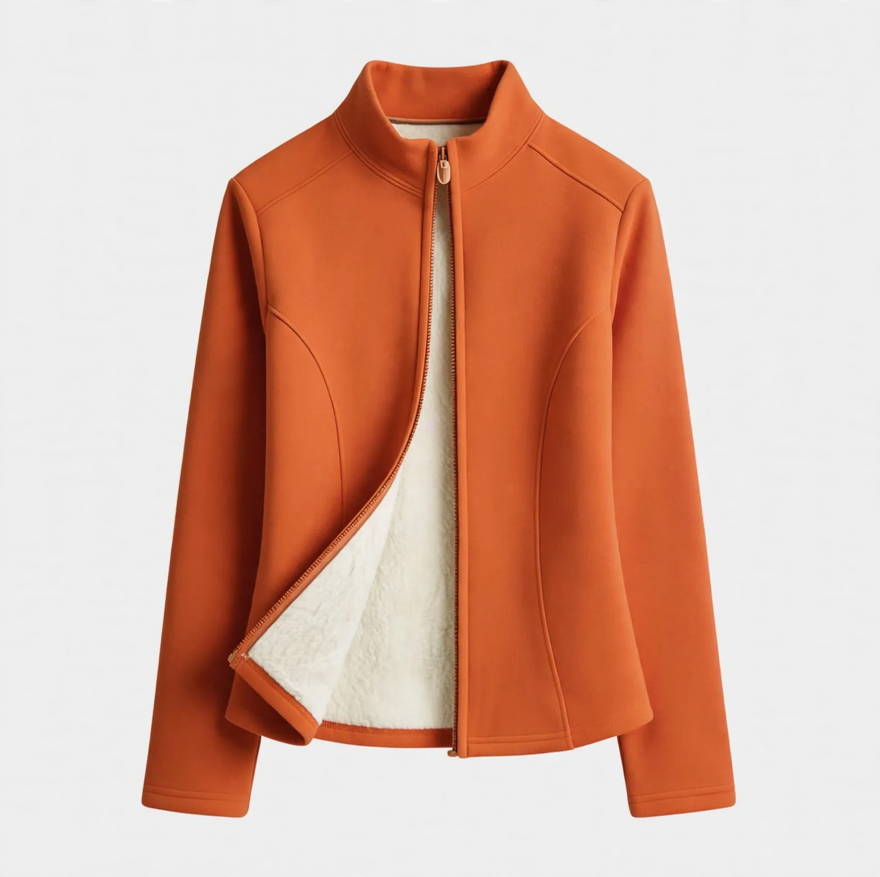 Padded women's yoga jacket with a tailored fit and zipper