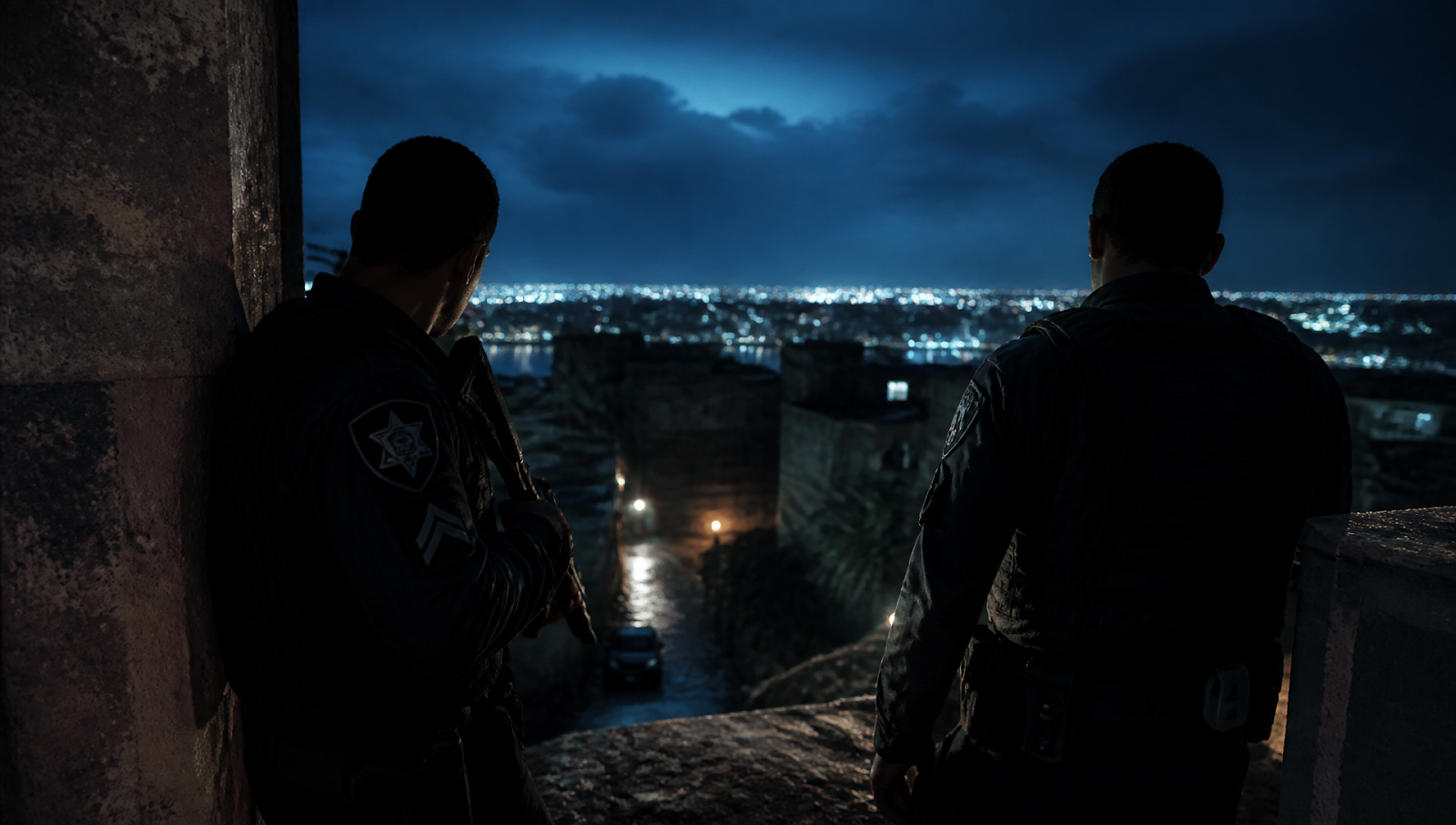 Facing El Chapo movie review hero image with two Mexican officers facing cartel danger