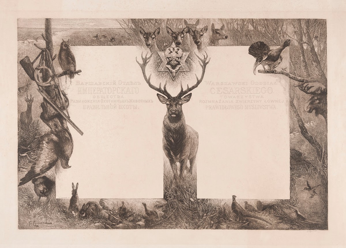 Diploma of the Warsaw Branch of the Imperial Society for the Game Breeding and C