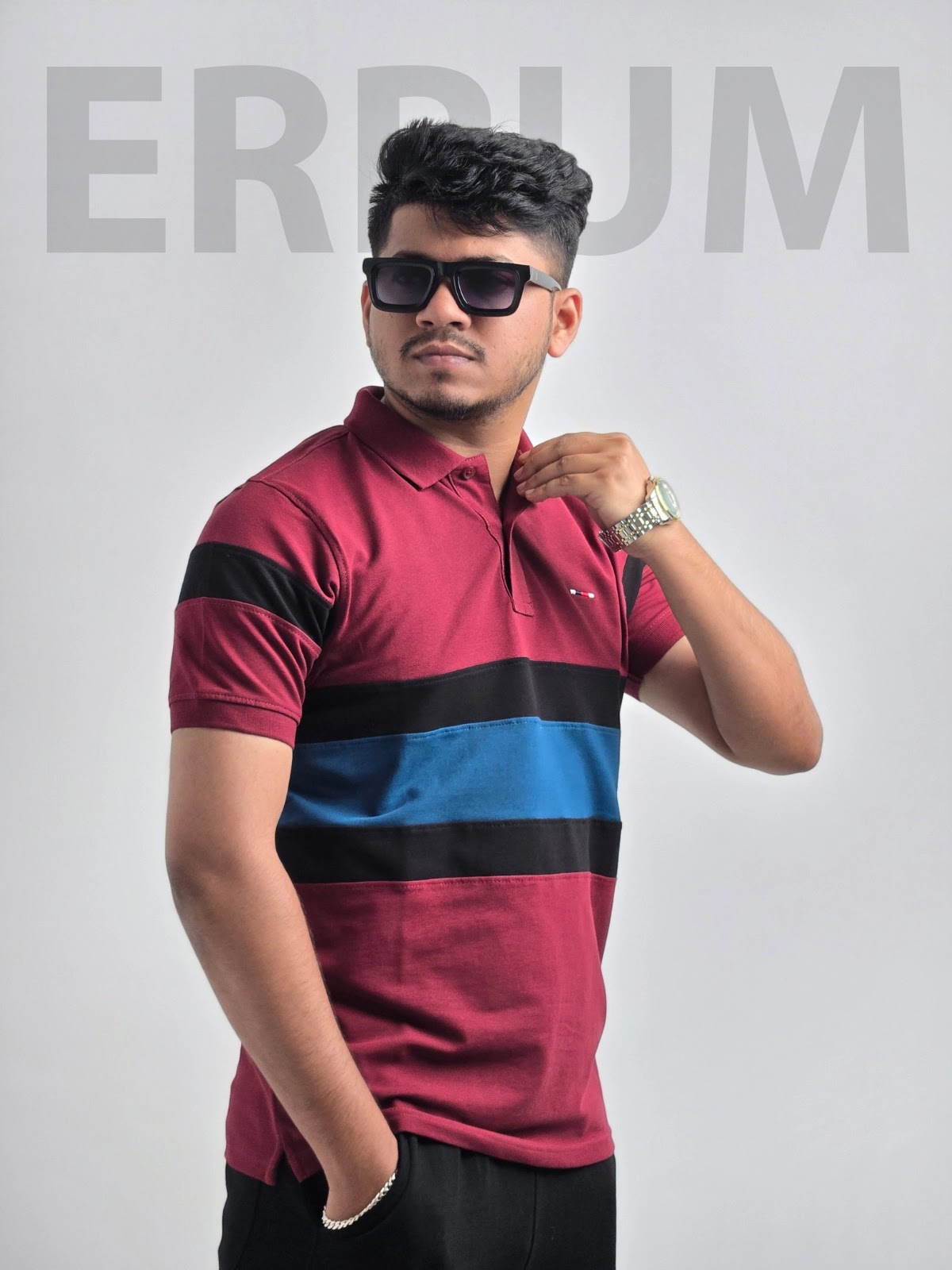 Tommy Chest Panel Polo - Maroon